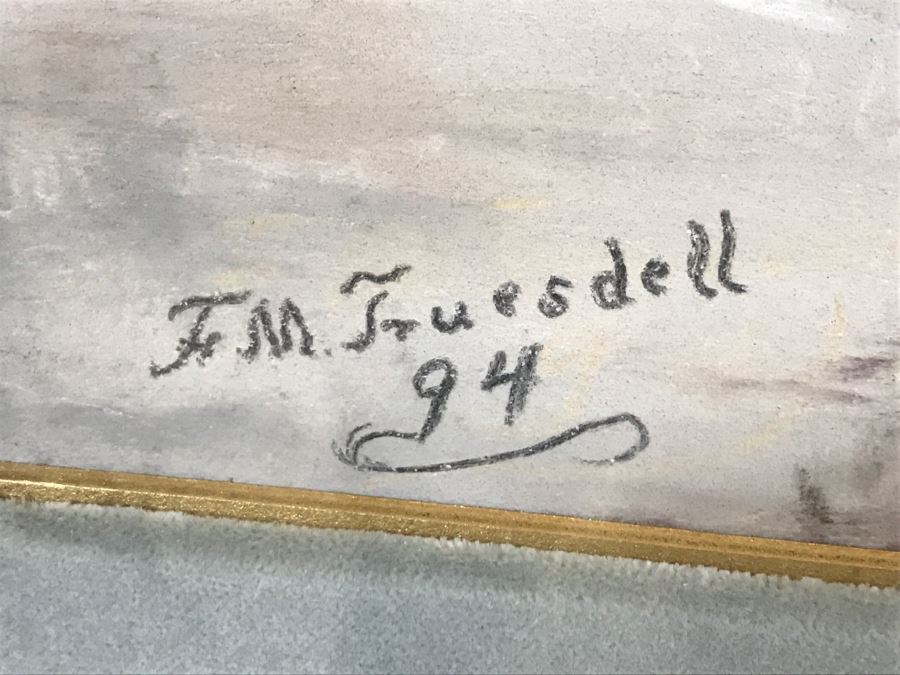 Antique 1894 Landscape Painting By F. M. Truesdell In Stunning Gilt Wood Frame [Photo 5]