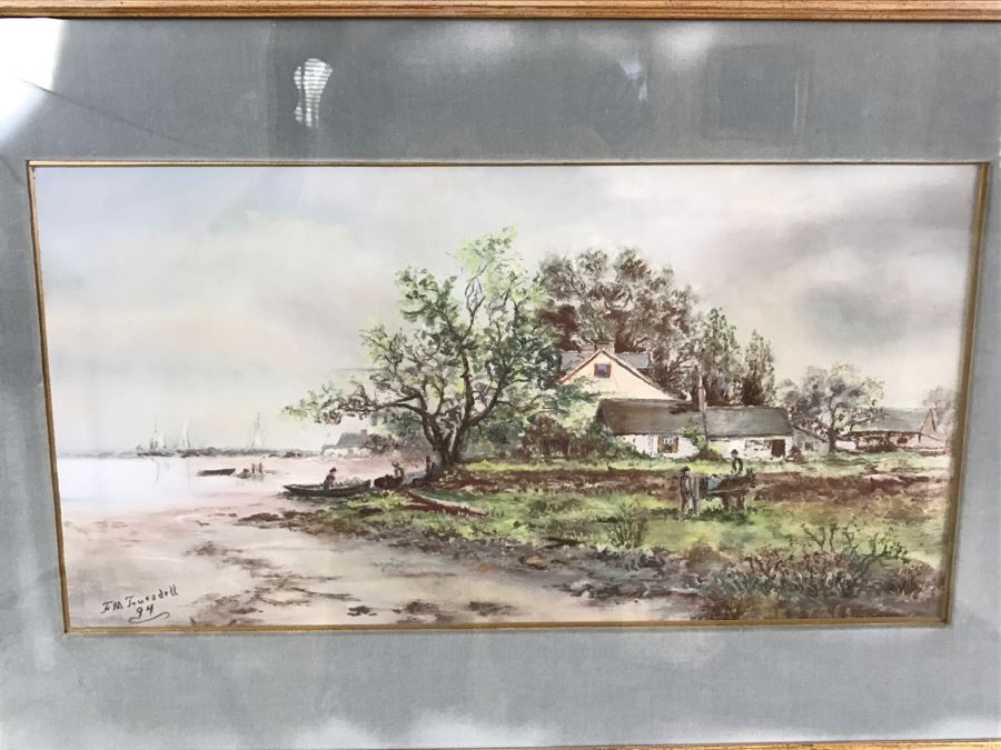 Antique 1894 Landscape Painting By F. M. Truesdell In Stunning Gilt Wood Frame [Photo 2]