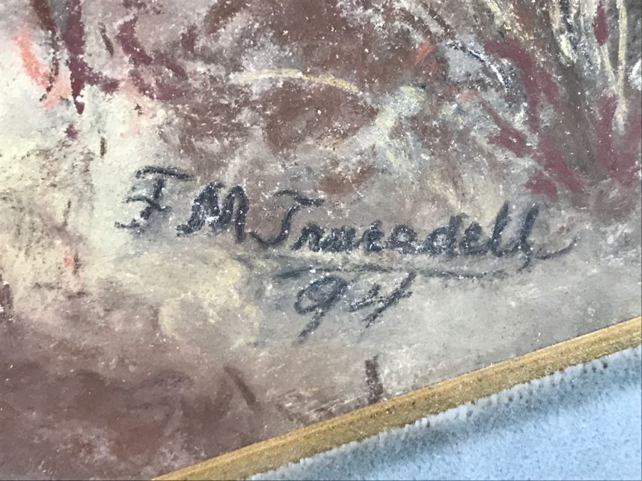 Antique 1894 Landscape Painting By F. M. Truesdell In Stunning Gilt Wood Frame [Photo 11]