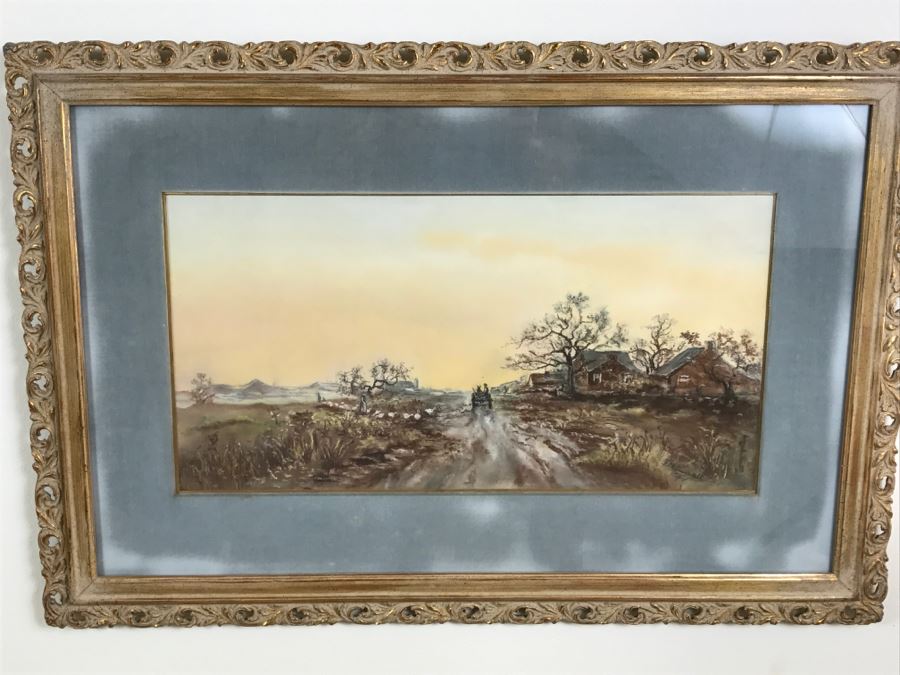 Antique 1894 Landscape Painting By F. M. Truesdell In Stunning Gilt Wood Frame [Photo 1]