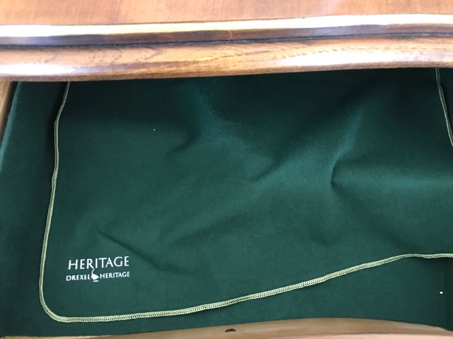 Drexel Heritage Hampshire 4 Door Chinoiserie Paint Decorated Buffet With Silverware Cloth Storage Drawers [Photo 14]