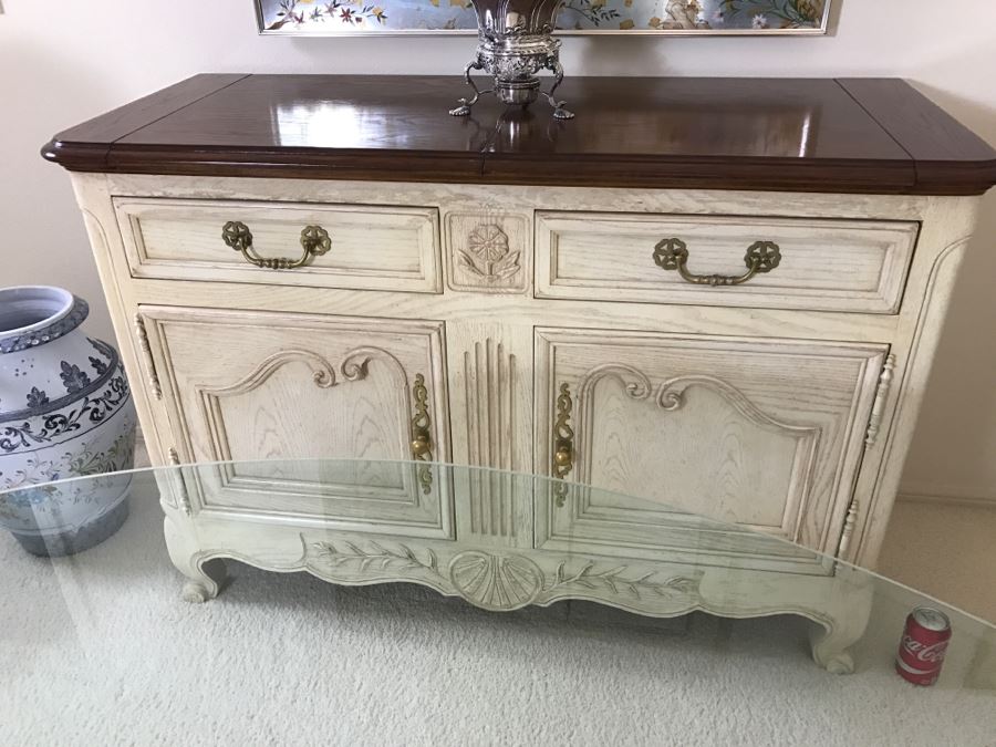 CENTURY Furniture White Wooden Flip-Top Server Buffet [Photo 3]