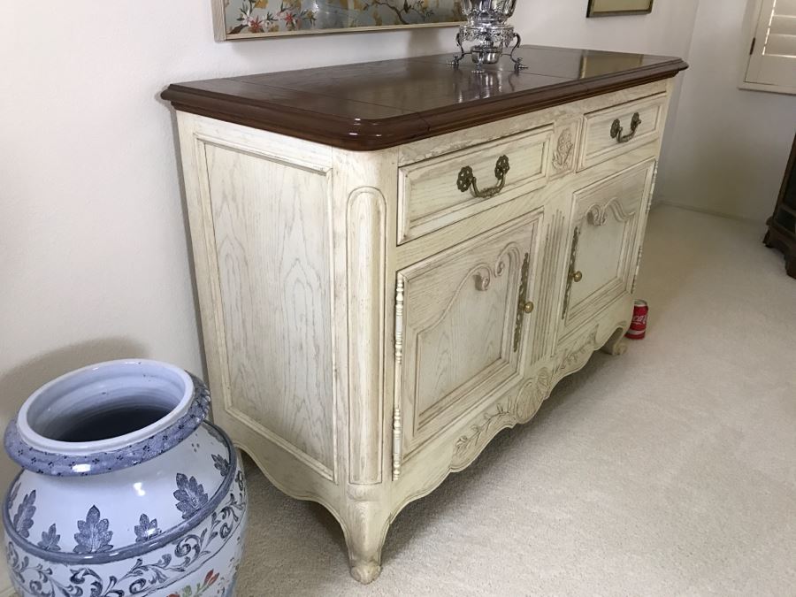 CENTURY Furniture White Wooden Flip-Top Server Buffet [Photo 6]