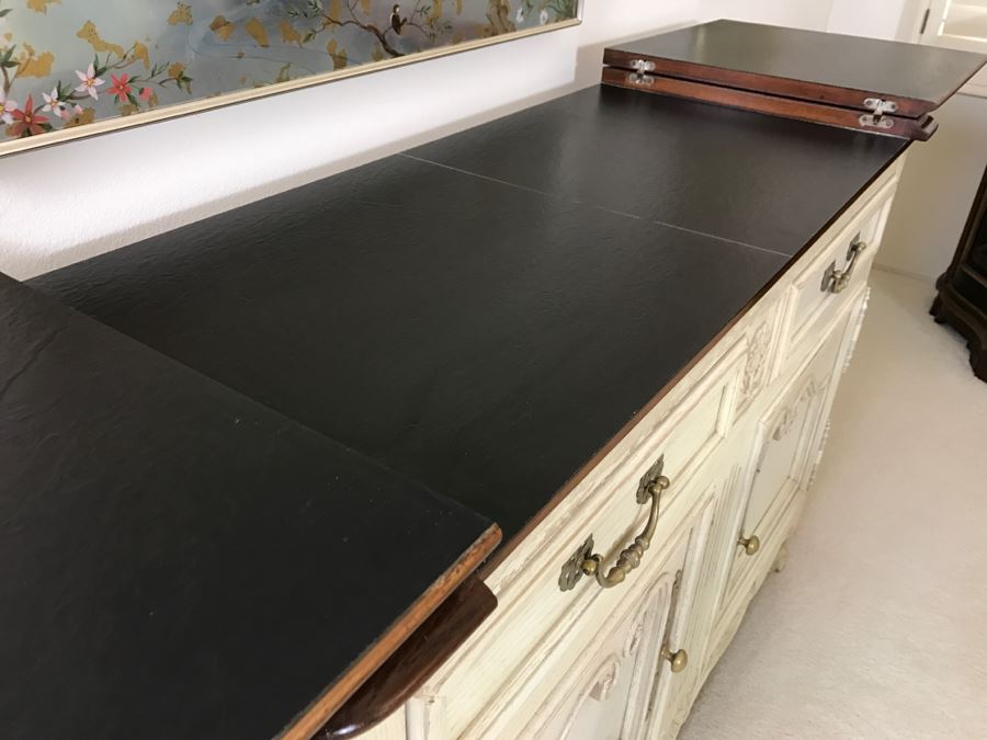 CENTURY Furniture White Wooden Flip-Top Server Buffet [Photo 10]