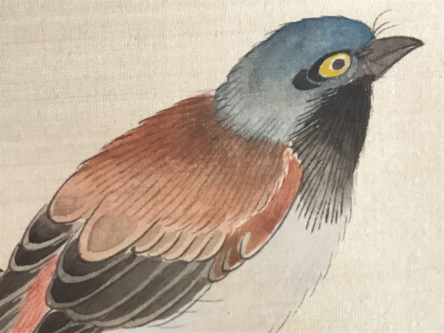 Framed Original Signed Chinese Silk Painting Bird And Floral Motif [Photo 7]