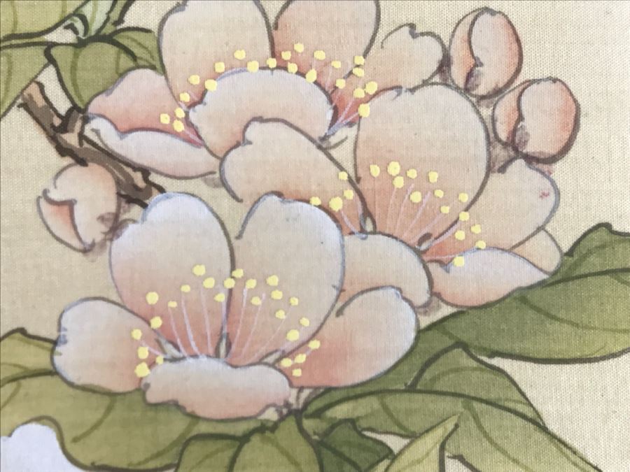 Framed Original Signed Chinese Silk Painting Bird And Floral Motif [Photo 5]