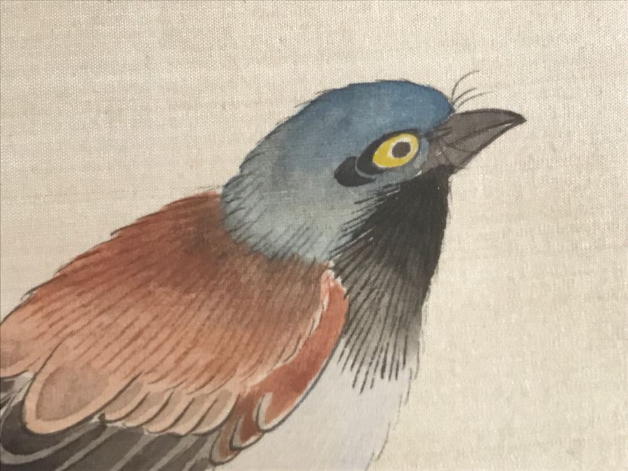 Framed Original Signed Chinese Silk Painting Bird And Floral Motif [Photo 4]