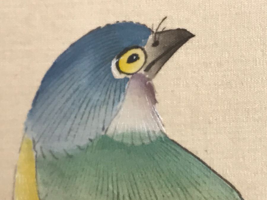 Framed Original Signed Chinese Silk Painting Bird And Floral Motif [Photo 6]