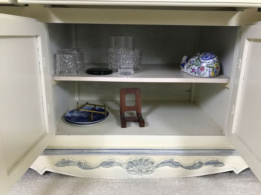 Long Blue And White Wooden Cabinet Credenza [Photo 7]