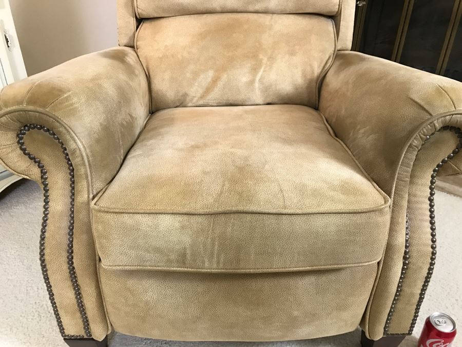 Light Brown Suede Leather Barcalounger Recliner Chair