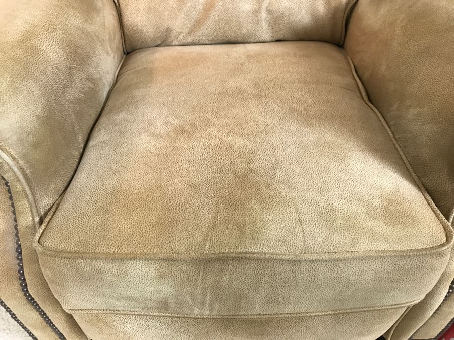 Light Brown Suede Leather Barcalounger Recliner Chair [Photo 4]