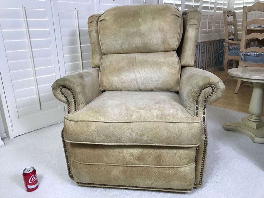 Light Brown Suede Leather Barcalounger Recliner Chair [Photo 2]