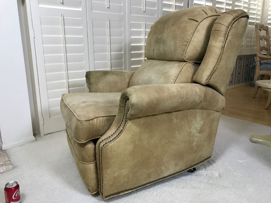 Light Brown Suede Leather Barcalounger Recliner Chair [Photo 1]