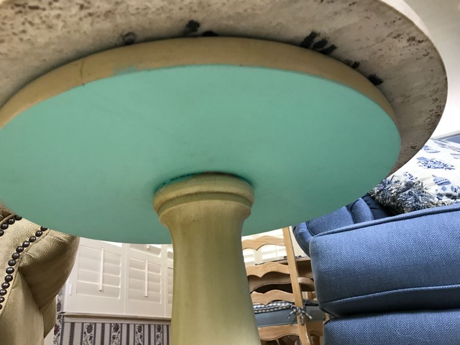 Wooden Pedestal Side Table With Italian Marble Top [Photo 6]