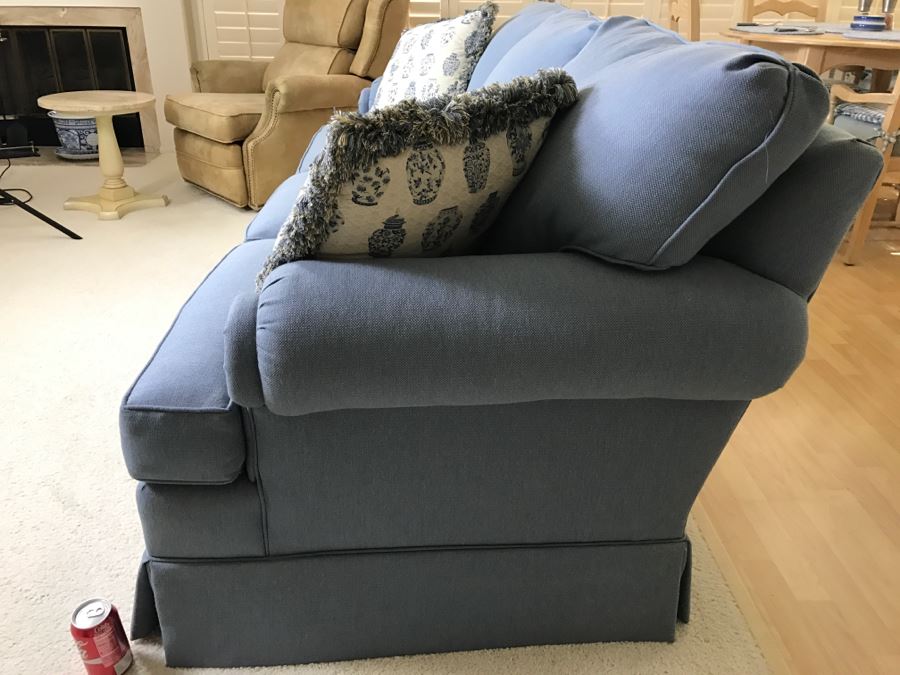 Clean Highland House Blue Sofa With Accent Pillows [Photo 6]