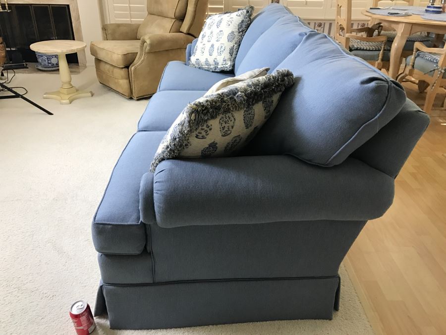 Clean Highland House Blue Sofa With Accent Pillows [Photo 4]