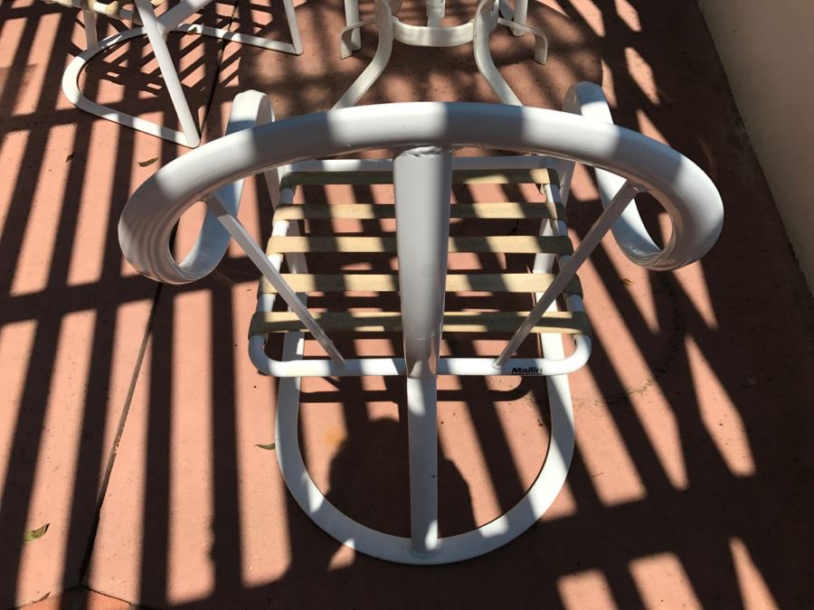 Mallin Outdoor Aluminum Patio Furniture Round Glass Top Table With Four Chairs (See Additional Photos For Fourth Chair) [Photo 5]