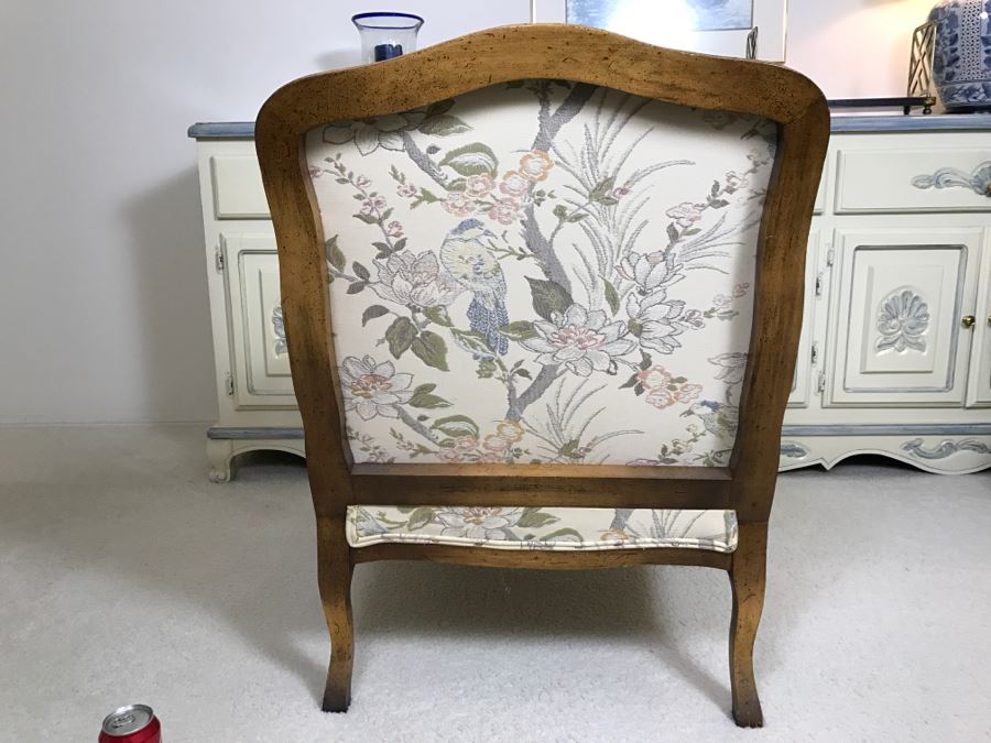 Nice Wooden Armchair With Floral And Bird Motif Upholstery [Photo 8]