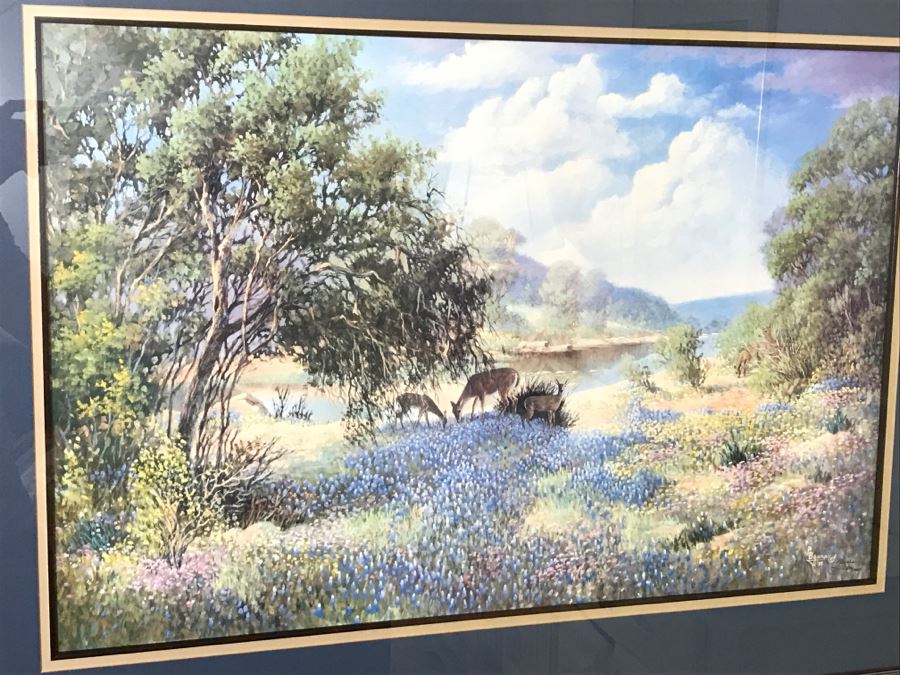 Nicely Framed P Byars Limited Edition Print Of Landscape Deer Scene 574 Of 1950 [Photo 2]