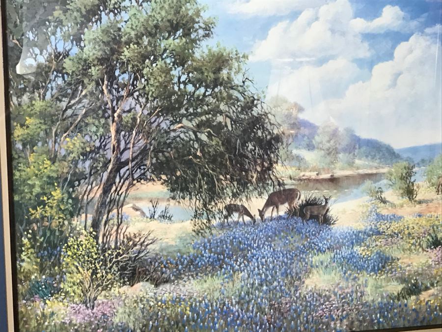 Nicely Framed P Byars Limited Edition Print Of Landscape Deer Scene 574 Of 1950 [Photo 3]