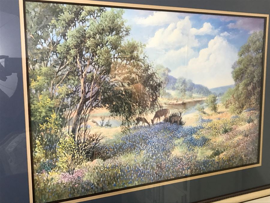 Nicely Framed P Byars Limited Edition Print Of Landscape Deer Scene 574 Of 1950 [Photo 8]