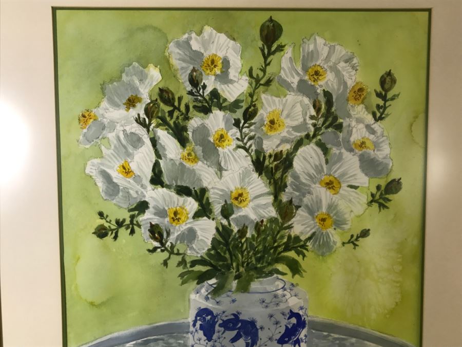 Framed Artwork By Bowman Of Asian Vase With Flowers [Photo 3]