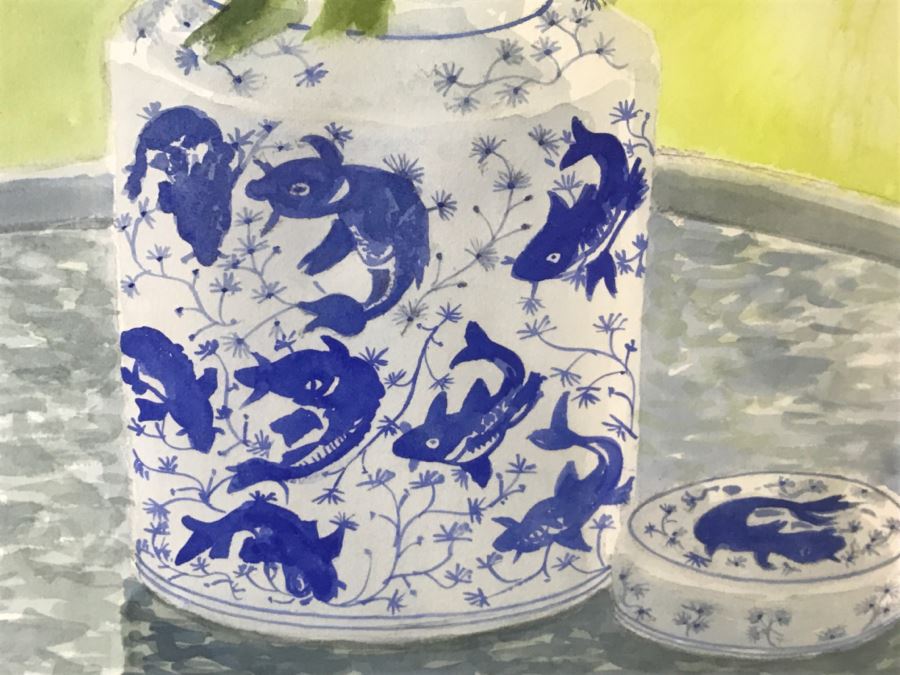 Framed Artwork By Bowman Of Asian Vase With Flowers [Photo 5]