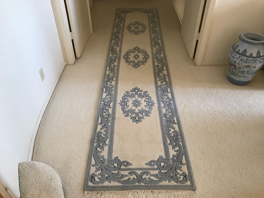 Nice Blue And White Wool Runner Rug [Photo 2]