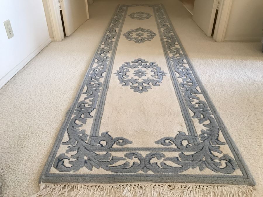 Nice Blue And White Wool Runner Rug [Photo 3]