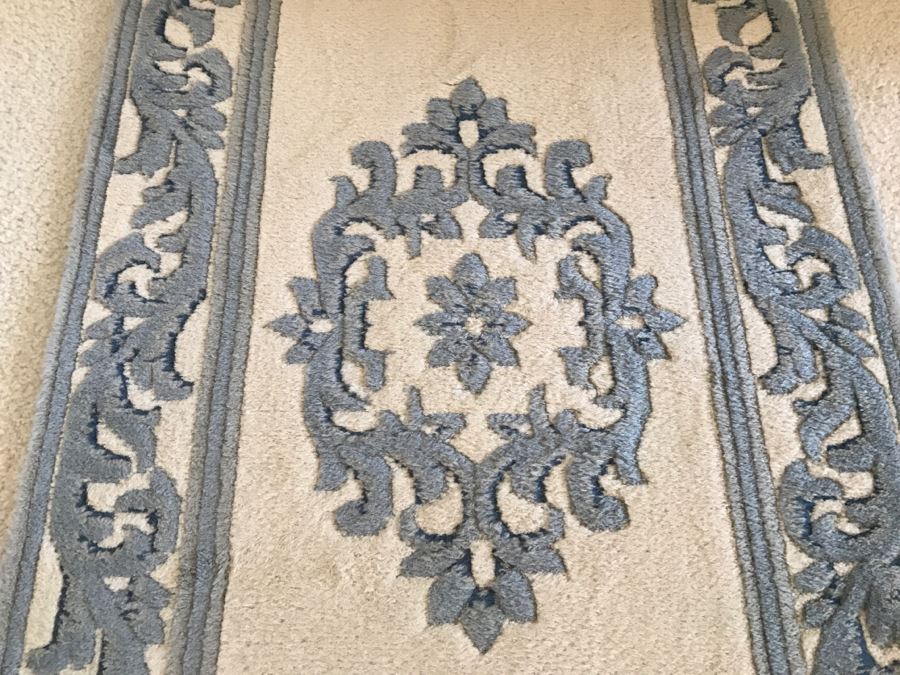 Nice Blue And White Wool Runner Rug [Photo 5]