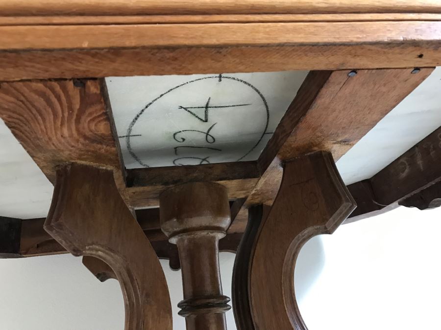 White Marble Top Wooden Side Table [Photo 6]