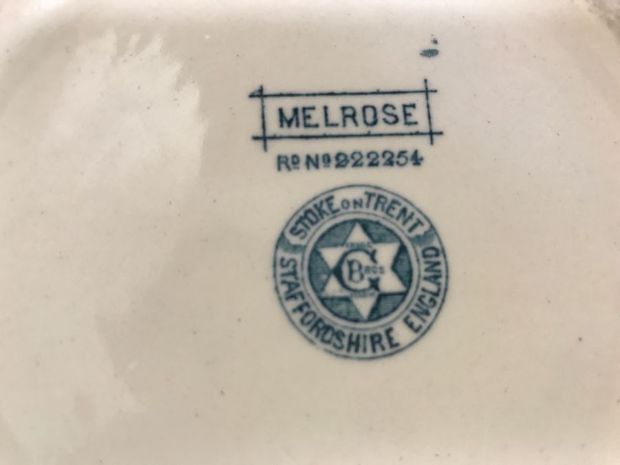 Stoke On Trent Staffordshire England Pitcher Bowl Wash Basin White And Blue With Gold Accents [Photo 8]