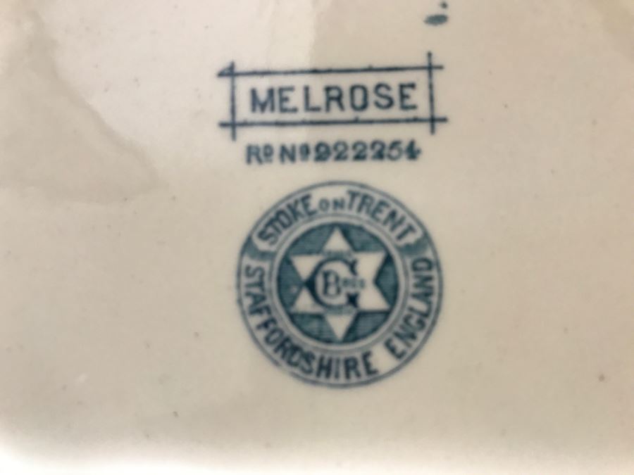 Stoke On Trent Staffordshire England Pitcher Bowl Wash Basin White And Blue With Gold Accents [Photo 7]