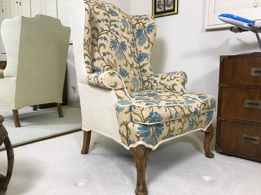 Stunning W & J Sloane Embroidered Wingback Armchair [Photo 8]