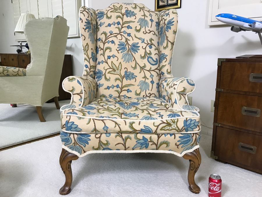Stunning W & J Sloane Embroidered Wingback Armchair [Photo 2]