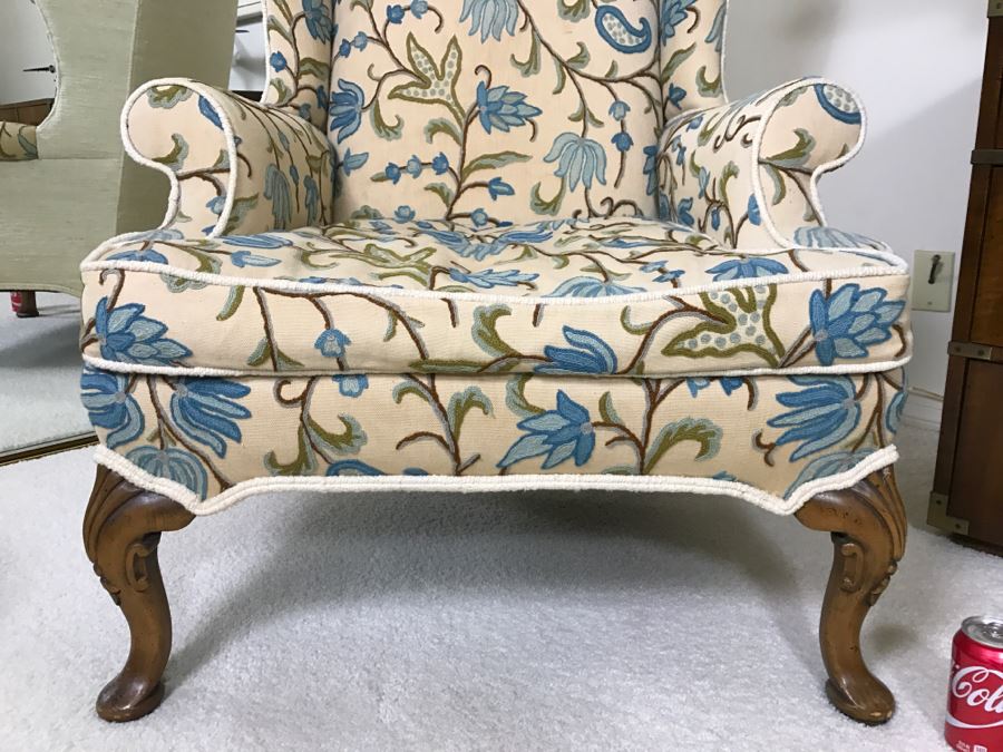 Stunning W & J Sloane Embroidered Wingback Armchair [Photo 3]