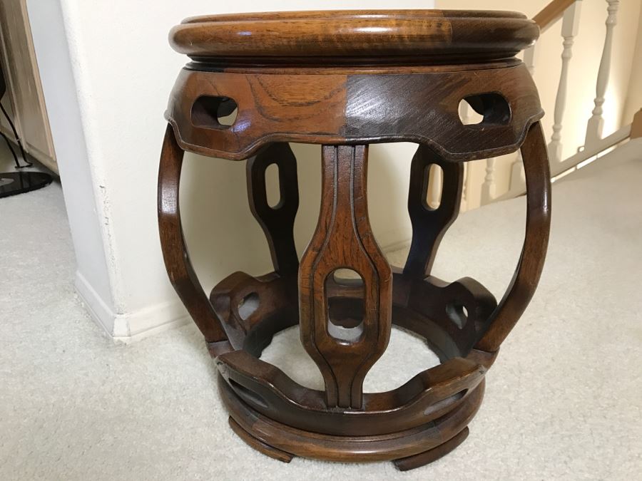 Chinese Wooden Plant Stand With Marble Top [Photo 4]