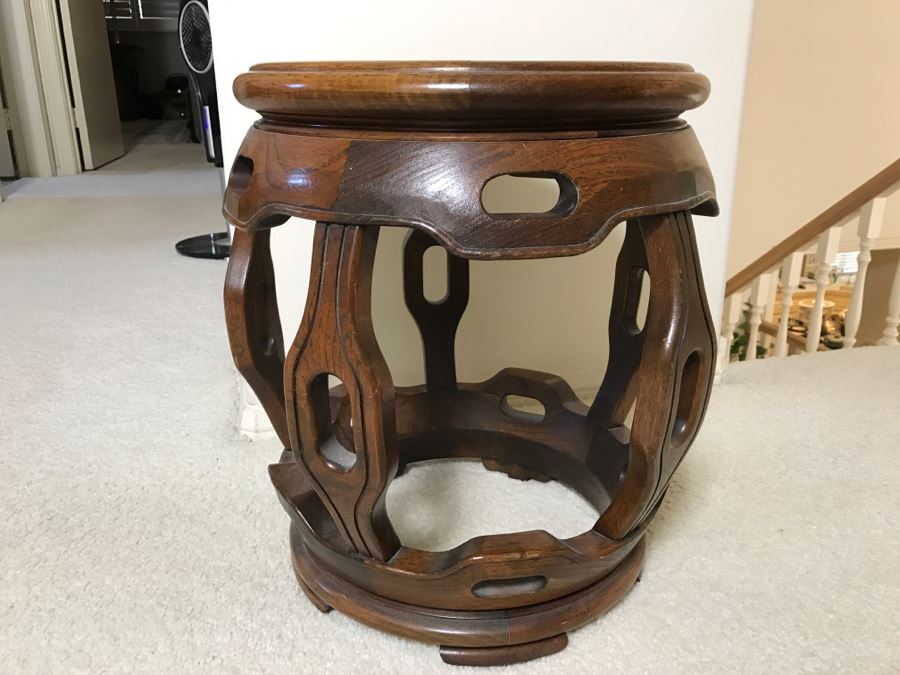 Chinese Wooden Plant Stand With Marble Top [Photo 2]