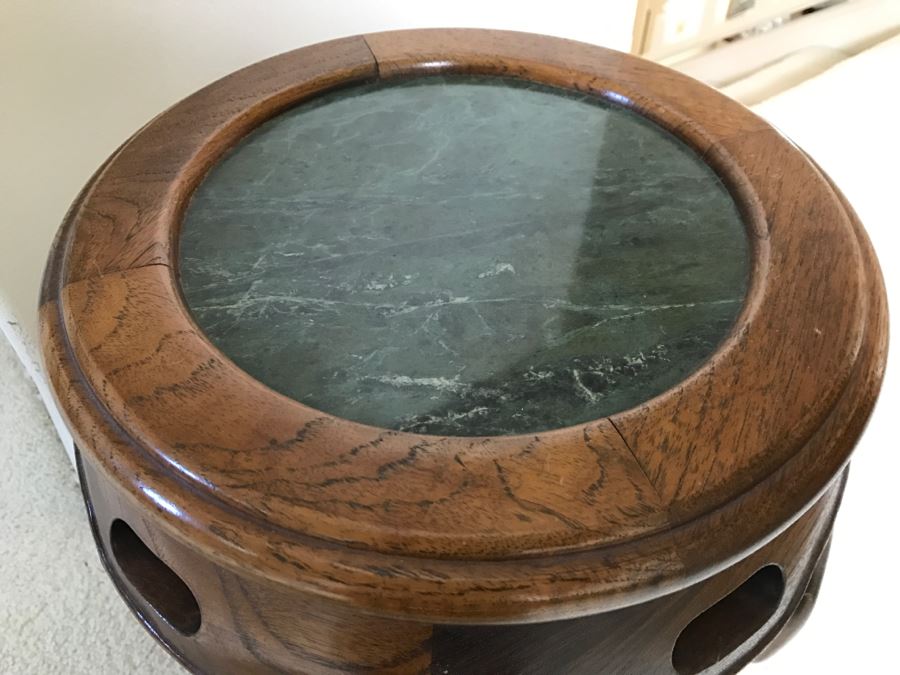 Chinese Wooden Plant Stand With Marble Top [Photo 7]
