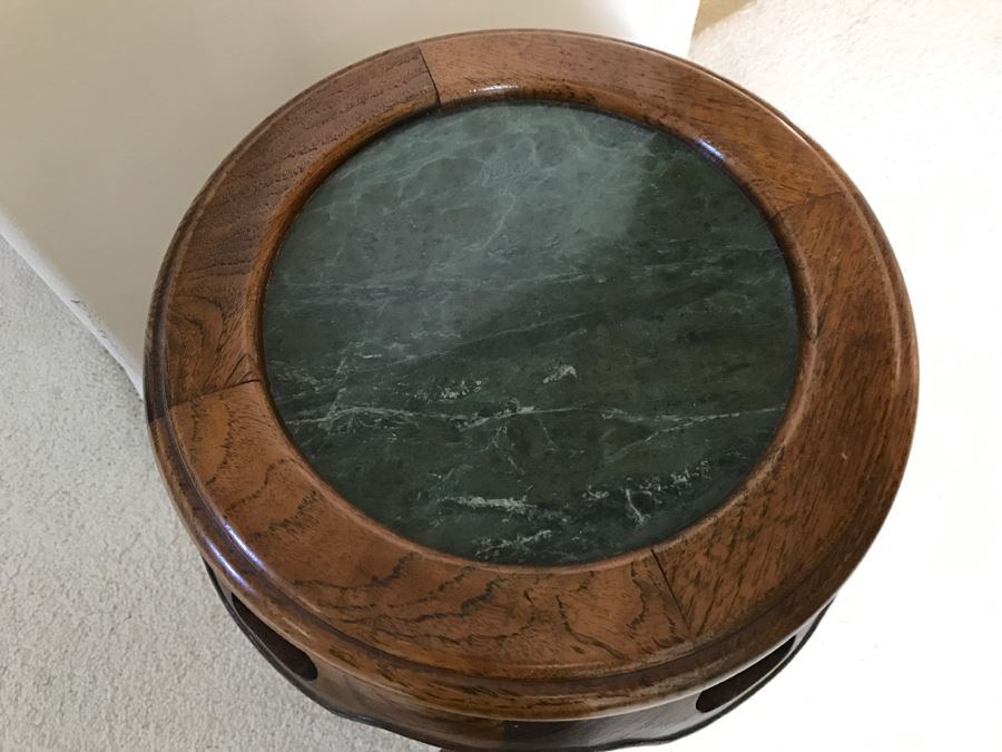 Chinese Wooden Plant Stand With Marble Top [Photo 5]