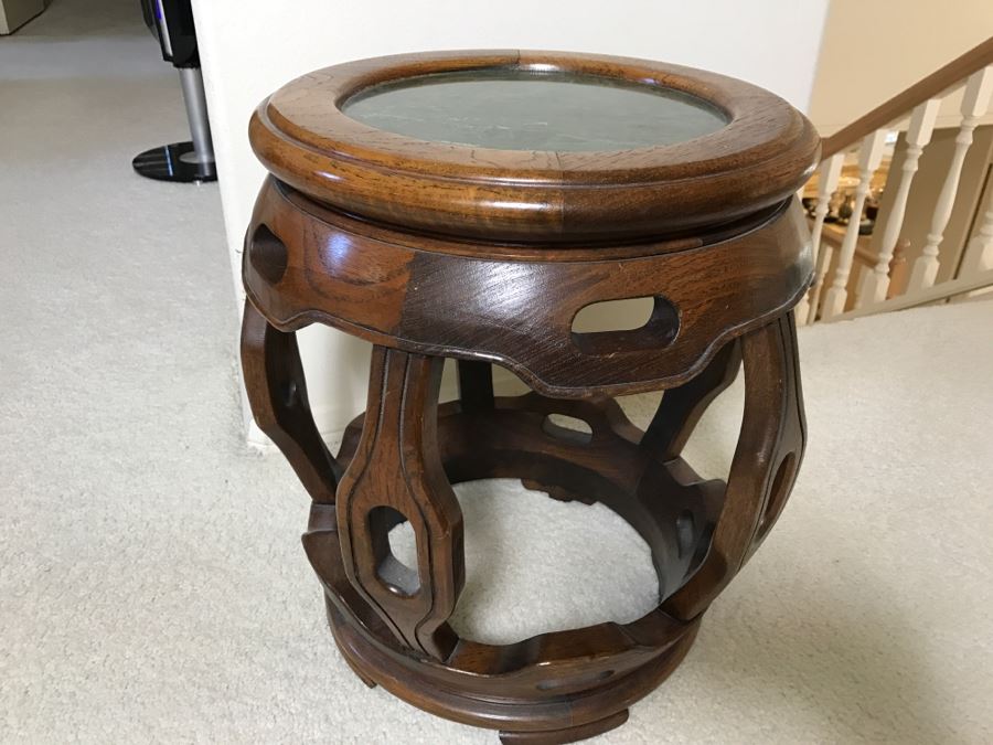 Chinese Wooden Plant Stand With Marble Top [Photo 3]