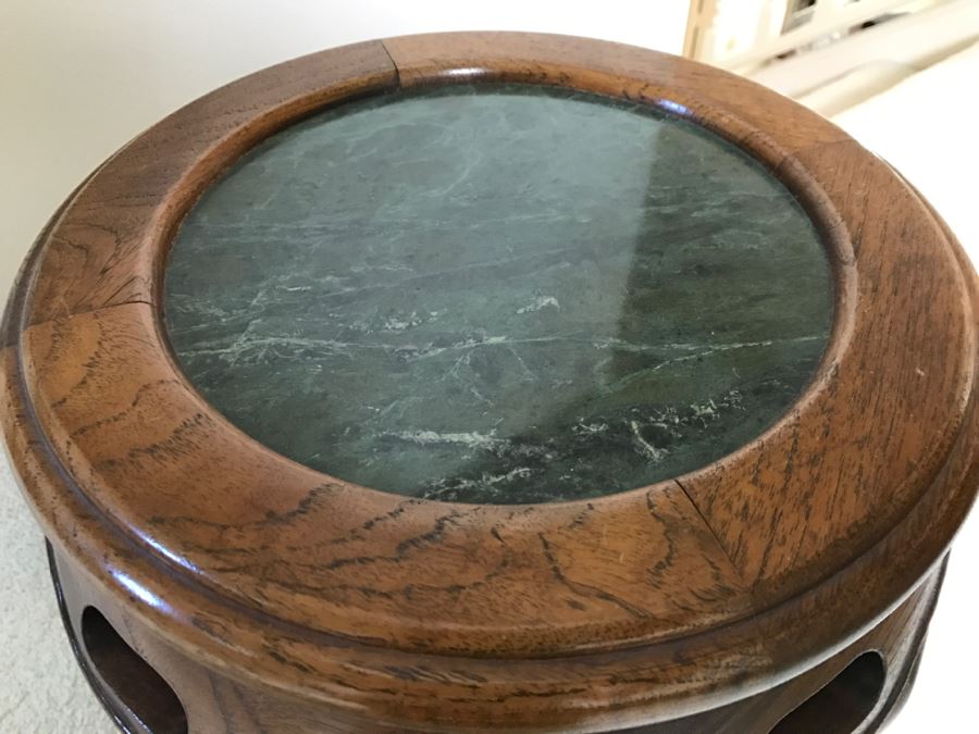 Chinese Wooden Plant Stand With Marble Top [Photo 6]