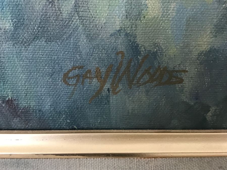 Original Plein Air Oil Painting By Gay Woods In Gilt Wood Frame [Photo 5]