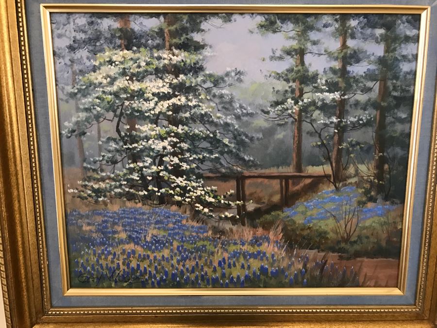 Original Plein Air Oil Painting By Gay Woods In Gilt Wood Frame [Photo 2]