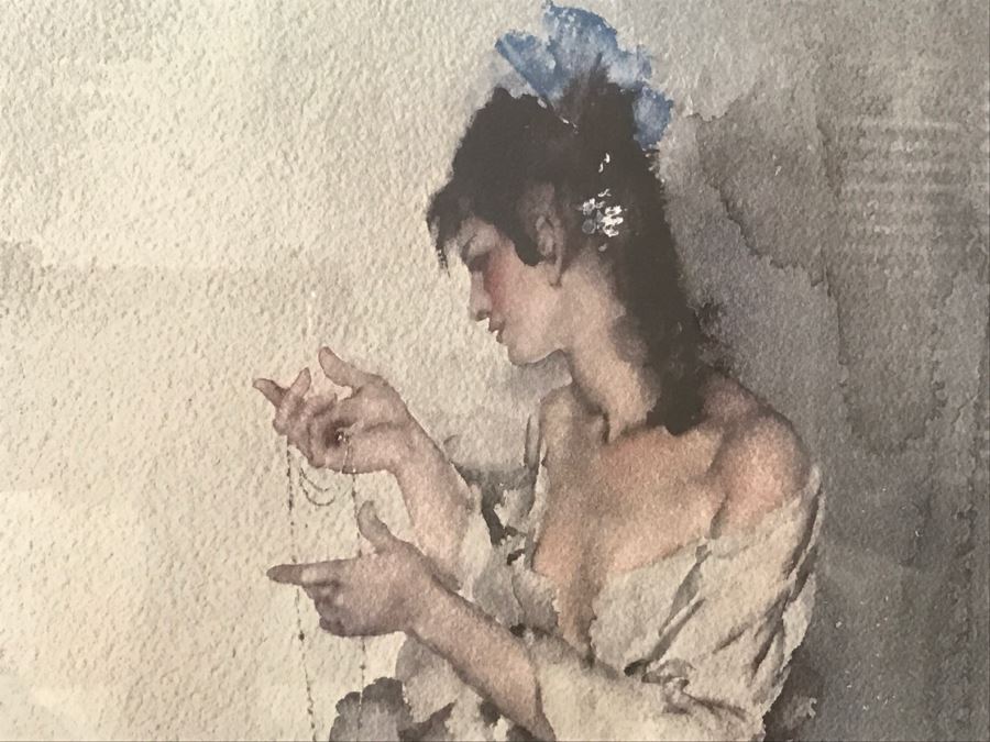 Nicely Framed Hand Signed Print Of Watercolor Featuring 3 Women By William Russell (Sir William) Flint (1880 - 1969) [Photo 6]