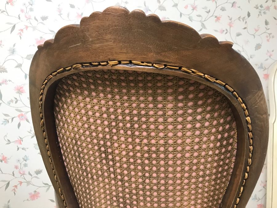 Vintage Needlepoint Cane Wooden Rocking Chair [Photo 8]