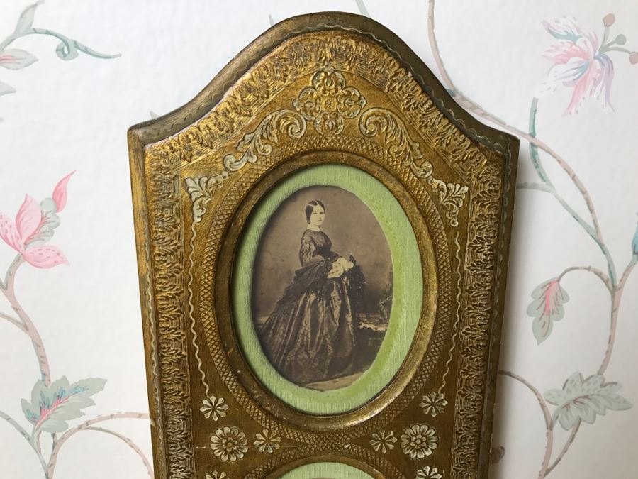 Pair Of Antique Photographs In Nice Vintage Italian Picture Frame [Photo 8]