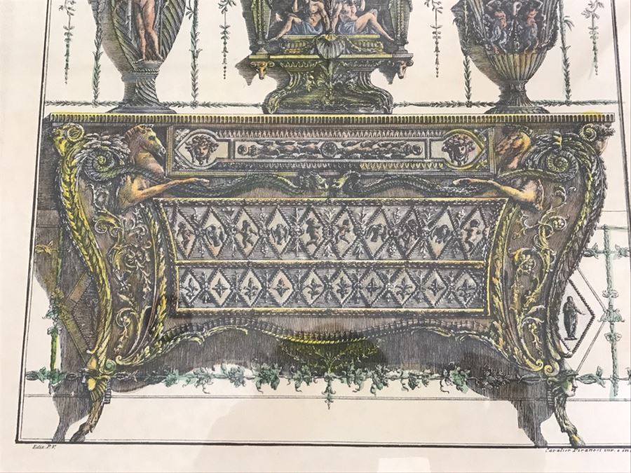 Framed 'Clocks & Furniture' Giovanni Battista Piranesi Etching Print [Photo 8]