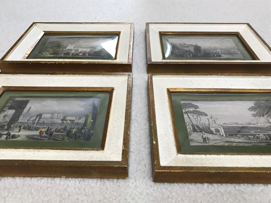 Set Of 4 Original Engravings Hand Colored Framed And Styled For Chalfant & Pearce With Bubble Glass [Photo 7]