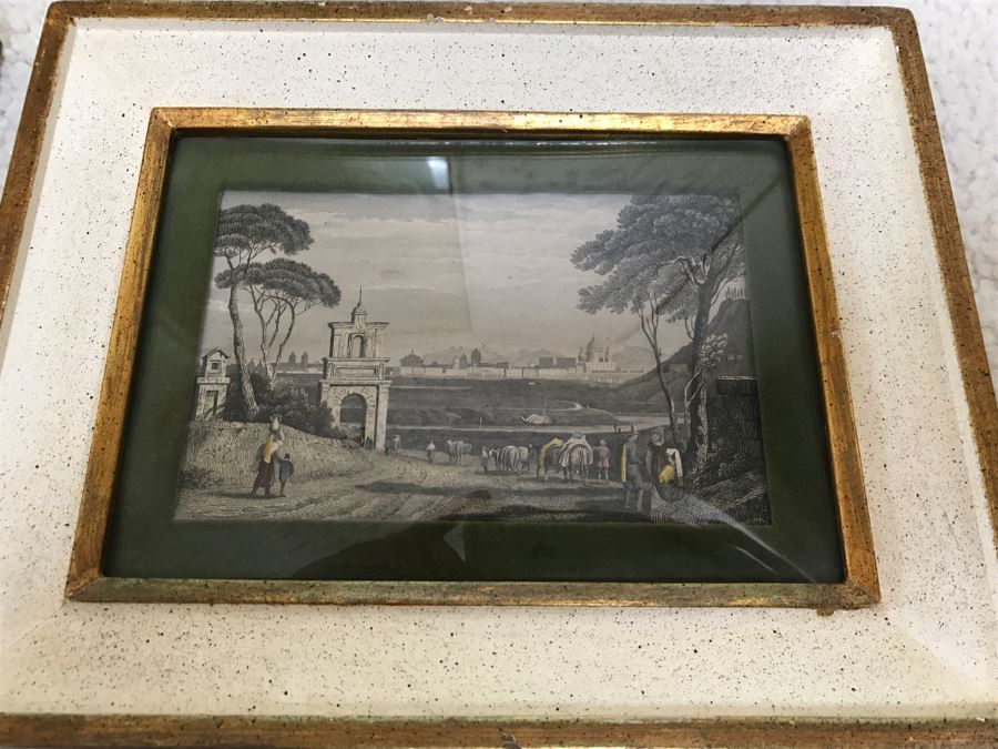 Set Of 4 Original Engravings Hand Colored Framed And Styled For Chalfant & Pearce With Bubble Glass [Photo 2]